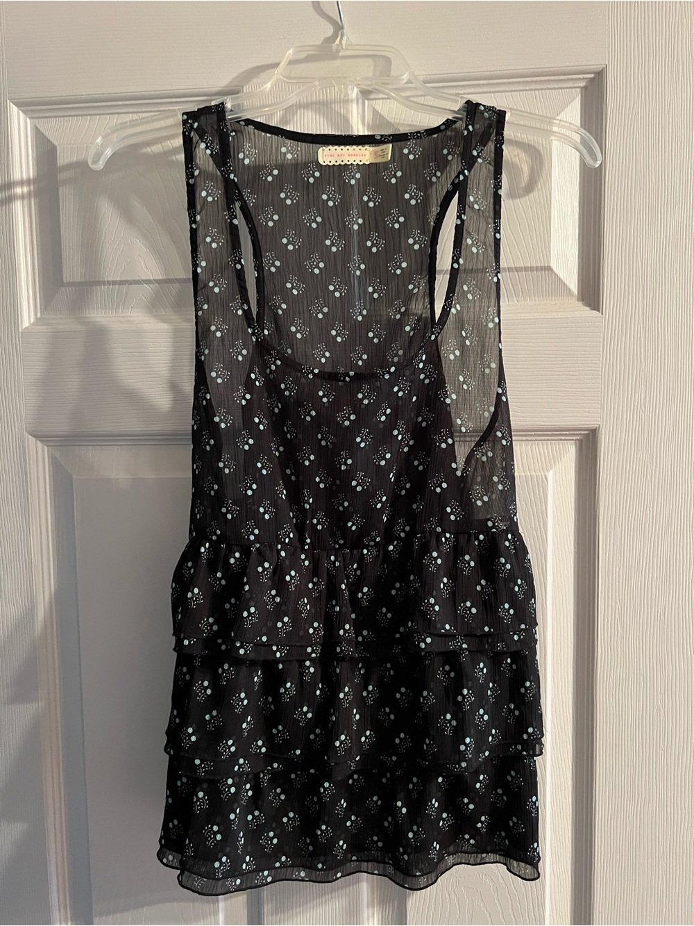 Pins and Needles Free Prople Sleeveless Black Floral Sheer Top
